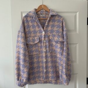 Storets Pastel Pink Lavender Fall Shacket Jacket Shirt Top polyester wool Sz S/M